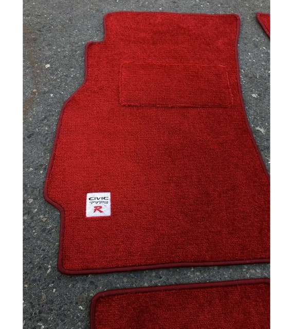 シビック EK9 ハッチバック レッドベロアフロアマット：タイプRロゴ