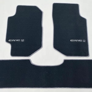 For Honda Civic Sh 4 Sedan Dohc vtec Ec Ed Ee Ef Ex Floor Mat Carpet GRAY 4 Silver Edge 3 Pcs 1988-91