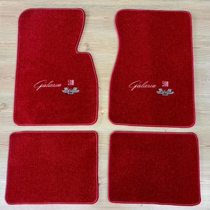 For Ford Galaxie 500 XL Floor Mats carpet Red Silver Embroidery set of4 1965-68