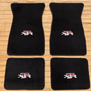 New! 1967-73 For Mercury Cougar XR7 CARPET Floor Mats Black Embroidered Logo 4pcs