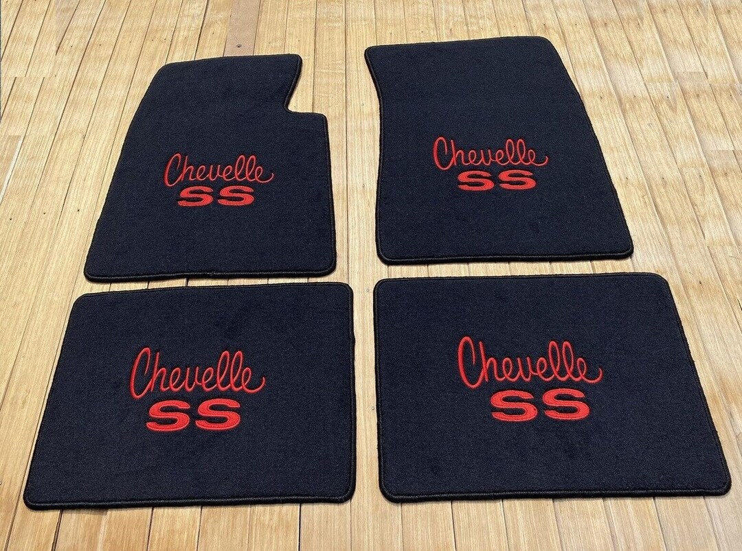 For Chevy Chevelle SS Floor Mats Carpet Black Red Embroidered Letter