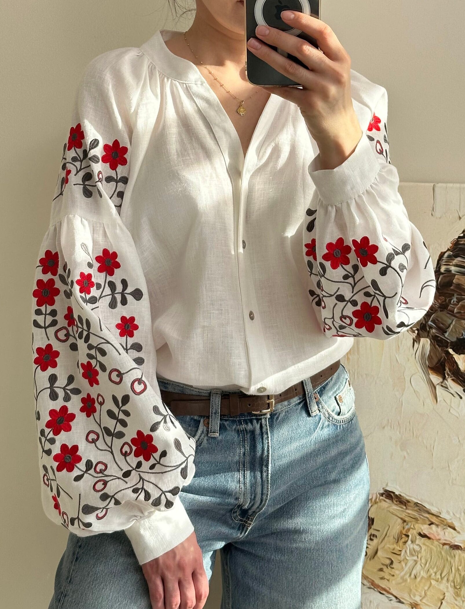 BLOUSE CAMAIEU Style Folk Imprimée Noir Blanc Ocre - Taille 42, Manches Courtes, En Super état !