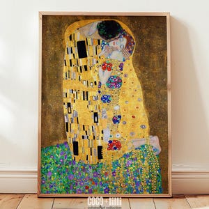 Gustav Klimt The Kiss Print Framed, Anniversary Wall Art Gift For Her Or Him, Klimt Fine Art Painting, Colorful Vintage Decor