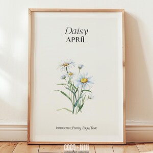 April Daisy Birth Month Flower Hand Painted Birth Flower Print Watercolor Daisies Floral Wall Art Birthday Gift Nursery Playroom Wall Decor