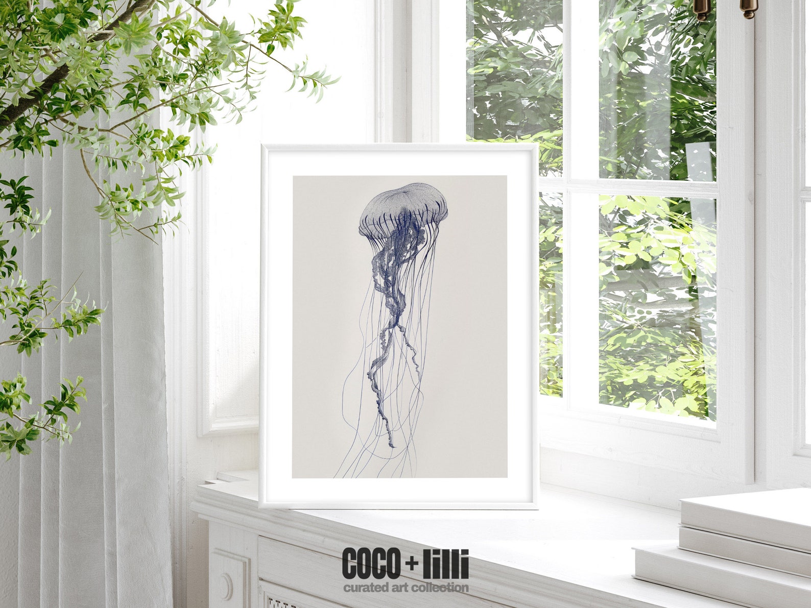 Jellyfish Wall Art Beach House Decor Ocean Wall Art Blue Wall Art ...