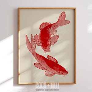 Red Koi Print Koi Fish Print Japanese Print Koi Fish Painting Koi Art Print Japandi Art Print Koi Fish Art Red Fish Art Koi Poster Print