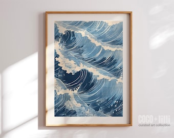 Coastal Waves Print: Beach House Ocean Wall Art