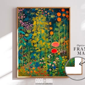 Arte mural botánico de Gustav Klimt, póster de arte oscuro, impresión de artista famoso, arte mural de naturaleza, impresión floral, arte mural vintage, arte original, impresión de flores