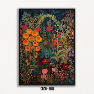 Gustav Klimt Night Garden Print: Dark Vintage Botanical Art
