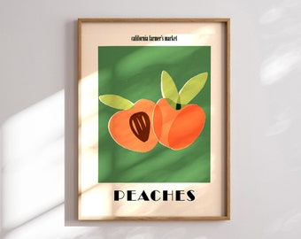 Retro Style Wall Art 1920 Kitchen Poster Food Art Kitchen Wall Art Minimalist Peaches Poster Retro Decor Foodie Chef Gift Artsy Gift For Her