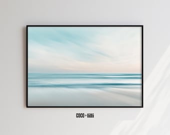 Light Blue Beach Print • Coastal Wall Art • Peaceful Pastel Ocean Photography