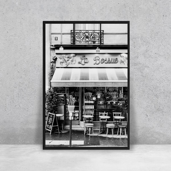 Paris Print Black And White Photography Paris Cafe Print Paris Photography Housewarming Gift Paris Wall Art Coffee Shop Poster Kitchen Decor