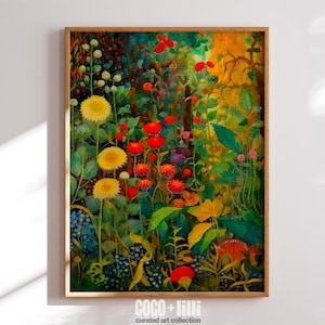 Gustav Klimt Flower Garden Painting, Klimt Forest Wildflowers Print, Famous Art Painting Floral Print, Klimt Garden Flowers Wall Art
