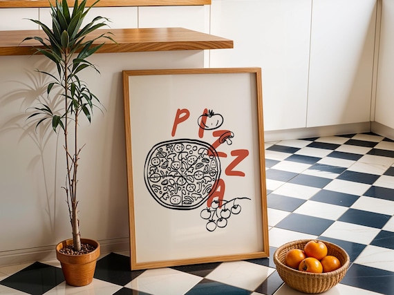 Minimalist Pizza Wall Art • Kitchen Wall Decor • Italian Food Print