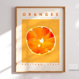 Mediterranean Orange Slice Poster, Summer Travel Italy Print, Positano Amalfi Coast Italy, Food Art Print For Italian Kitchen Decor