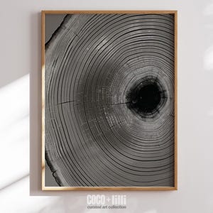 Tree Rings Framed Wall Art Nature Abstract Wood Rings Wall Decor Dark Nordic Canvas Art Modern Farmhouse Neutral Wall Art Living Room Print