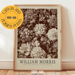 William Morris Flowers, Vintage Botanical Print, Bold Maximalist Print, Dark Botanical Poster, Dark Floral Wall Art, William Morris Gifts