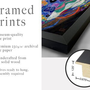 May include: A framed giclee print featuring a colourful abstract painting in a black solid wood frame. The frame profile measures 1.25 inches in height and 0.875 inches in width. Text on the image reads Framed Prints, Museum-quality giclee print, Premium 230g/m2 archival matte paper, Handcrafted from 100% solid wood, Arrives ready to hang, no assembly required.