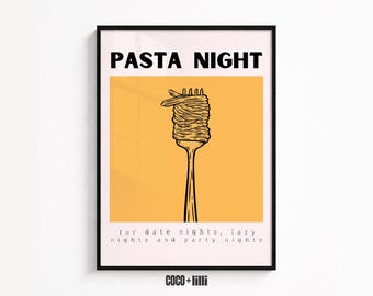 Pasta Night Print: Italian Food Art, Kitchen Wall Decor