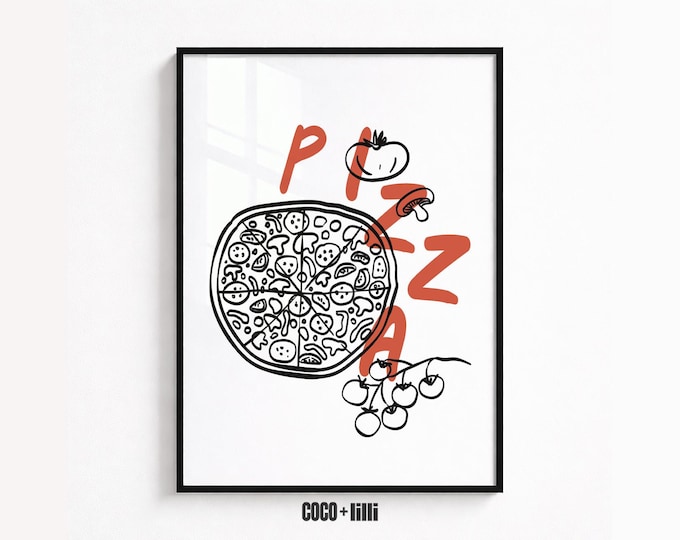 Italian Pizza Kitchen Print • Vintage Food Wall Art • Rustic Italian Restaurant Decor