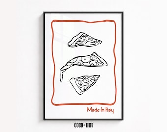Italian Pizza Art Print, Minimalist Kitchen Decor