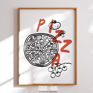 Italy Pizza Print Gift For Foodie, Italian Food Artwork For Kitchen Gallery Wall, Kitchen Wall Art Decor Gift For Chef