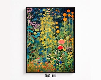 Gustav Klimt Botanical Art Print, Vintage Floral Wall Decor