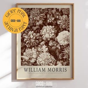 William Morris Flowers, Dark Gothic Botanical Painting, Bold Maximalist Print, Vintage Exhibition Poster, William Morris Floral Wall Art