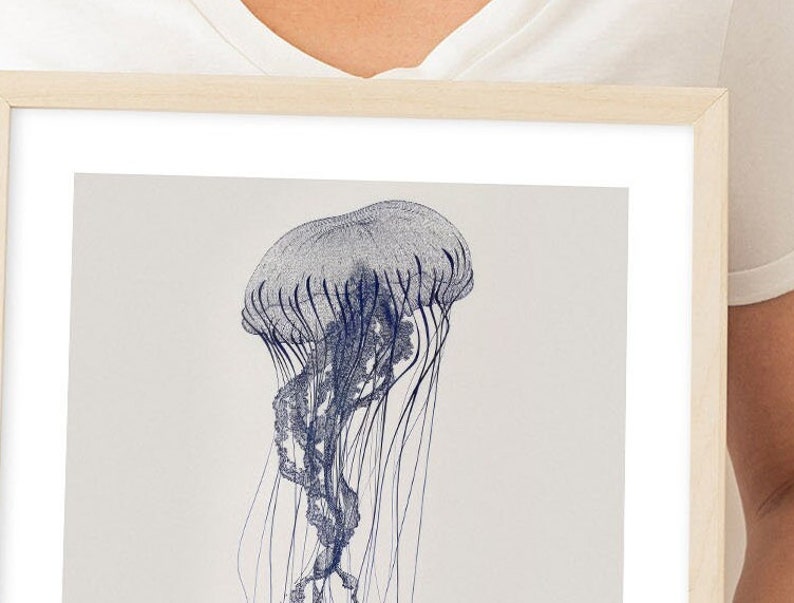 Jellyfish Wall Art Beach House Decor Ocean Wall Art Blue Wall Art ...