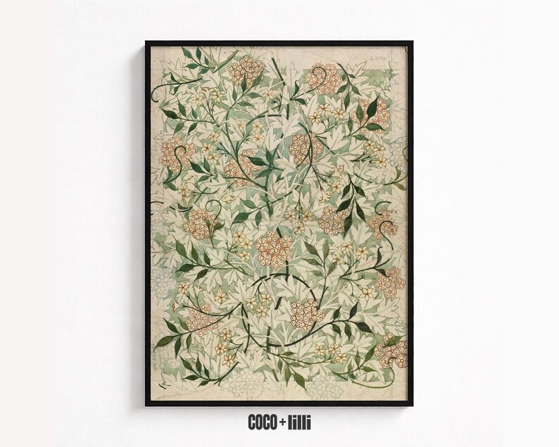 English Cottage Wall Art • Vintage Botanical Floral Print • William Morris Jasmine image 1