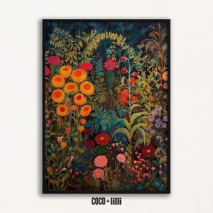 Gustav Klimt Flower Garden Print • Vintage Botanical Wall Decor • Floral Wall Art