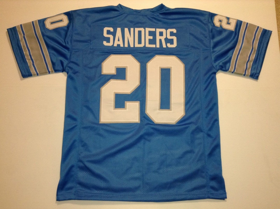 UNSIGNED CUSTOM Sewn Stitched Barry Sanders Blue Jersey M, L, XL, 2XL, 3XL Etsy