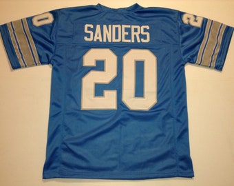 UNSIGNED CUSTOM Sewn Stitched Barry Sanders Blue Jersey - M, L, XL, 2XL, 3XL