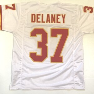 UNSIGNED CUSTOM Sewn Stitched Joe Delaney White Jersey - M, L, XL, 2XL image 1