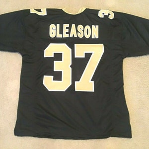 UNSIGNED CUSTOM Sewn Stitched Steve Gleason Black Jersey - M, L, XL, 2XL