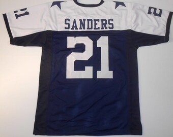 Custom Sewn Deion Sanders Dallas Cowboys Blue Jersey - Unsigned, Sizes M To 3XL, Stitched Numbers