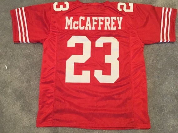 UNSIGNED CUSTOM Sewn Stitched Christian Mccaffrey Red Jersey M