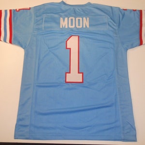 UNSIGNED CUSTOM Sewn Stitched Warren Moon Blue Jersey - M, L, XL, 2XL, 3XL