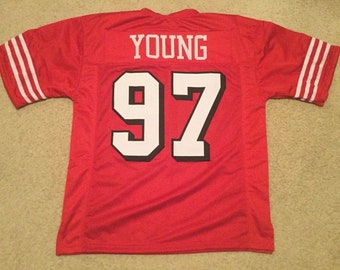 UNSIGNED CUSTOM Sewn Stitched Bryant Young Red Jersey - M, L, XL, 2XL