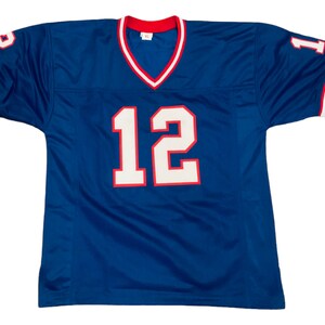 Jim Kelly Sewn Stitched Custom Blue Jersey YOUTH Sizes afbeelding 2