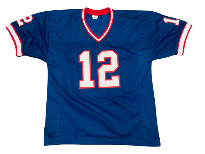 Jim Kelly Sewn Stitched Custom Blue Jersey YOUTH Sizes afbeelding 2