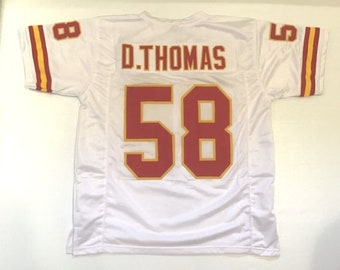 UNSIGNED CUSTOM Sewn Stitched Derrick Thomas White Jersey - M, L, XL, 2XL