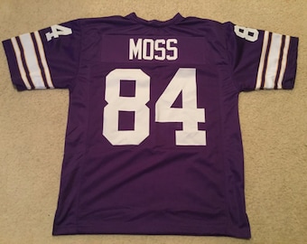 UNSIGNED CUSTOM Sewn Stitched Randy Moss Purple or White Jersey - M, L, XL, 2XL, 3XL
