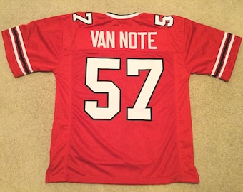 UNSIGNED CUSTOM Sewn Stitched Jeff Van Note Red Jersey - M, L, XL, 2XL