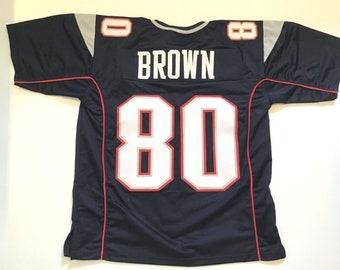 UNSIGNED CUSTOM Sewn Stitched Troy Brown Blue Jersey - M, L, XL, 2XL