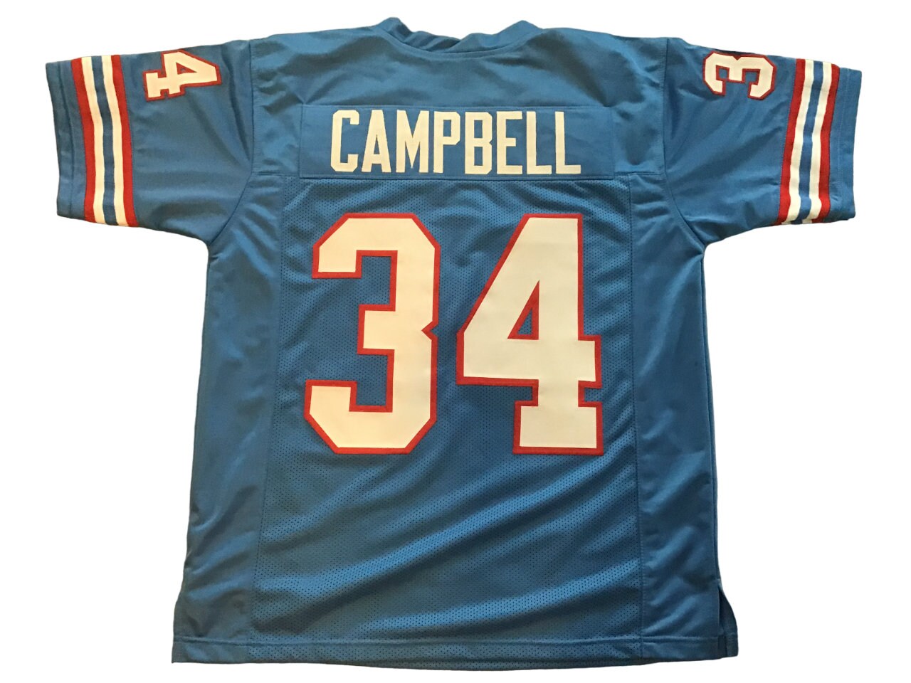 UNSIGNED CUSTOM Sewn Stitched Earl Campbell Blue Jersey M, L, XL