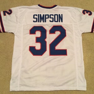 UNSIGNED CUSTOM Sewn Stitched Oj Simpson White Jersey - M, L, XL, 2XL, 3XL