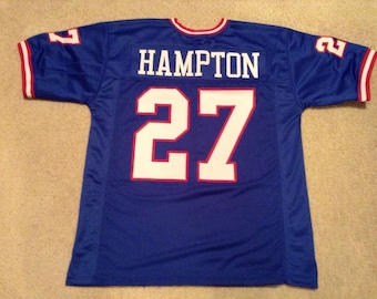 UNSIGNED CUSTOM Sewn Stitched Rodney Hampton Blue Jersey - M, L, XL, 2XL, 3XL