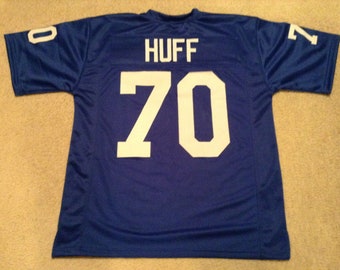 UNSIGNED CUSTOM Sewn Stitched Sam Huff Blue Jersey - M, L, XL, 2XL