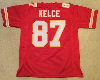 UNSIGNED CUSTOM Sewn Stitched Travis Kelce Red Jersey - M, L, XL, 2XL, 3XL
